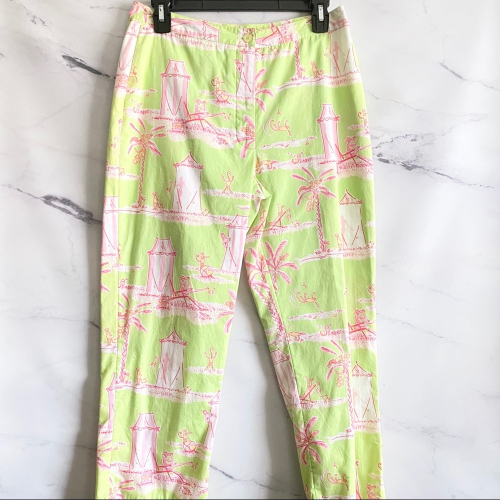 HTF Lilly Pulitzer Y2K VTG Cabana Banana Capri Pants Whimsical Monkey Size 6